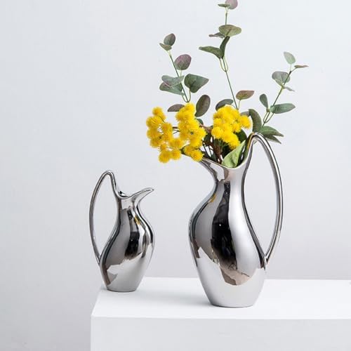 DOITOOL Farmhouse Pitcher Vase Ceramic Flower Decor for Home Office Kitchen