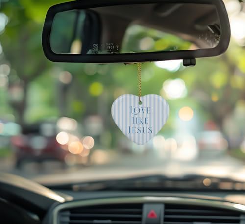 QIYUHOY Christmas Ornament Keepsake Sign Bible Verse Preppy Blue Striped Girly Hanging Decoration