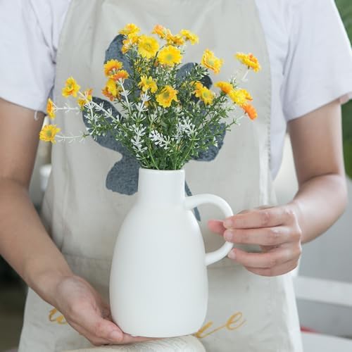 Tanvecle White Ceramic Vase Set 2 Small Vases with Handles