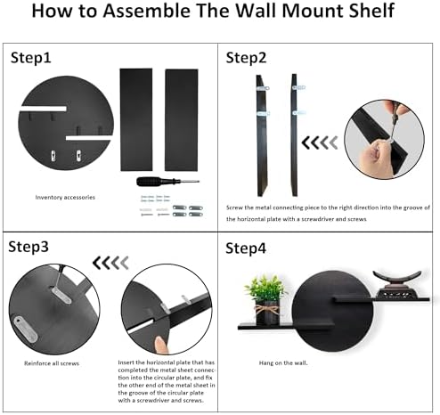 Black Circle Floating Wall Shelf for Home Decor