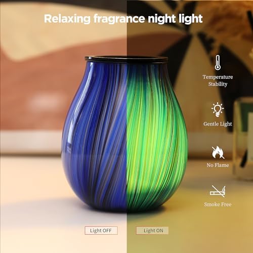 Inrorans Electric Wax Melt Burner with Timer and 7 LED Color Changing Art Glass Night Light