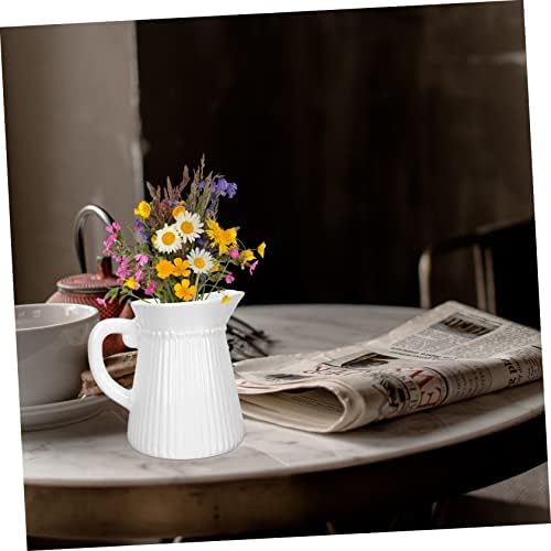 STOBAZA White Kettle Shape Ceramic Flower Vase
