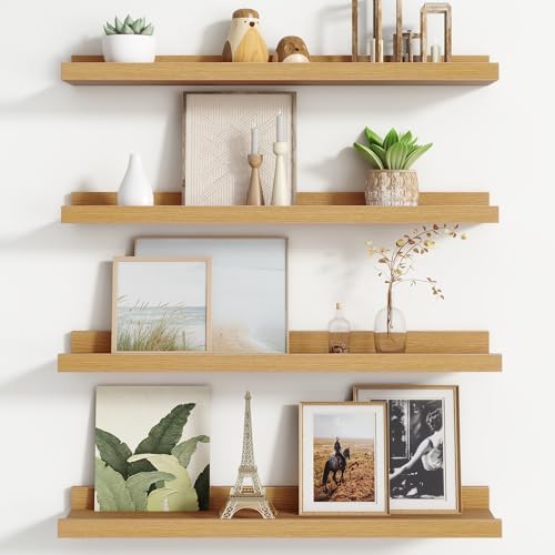 4 Piece Floating Picture Ledge Shelves for Wall Display
