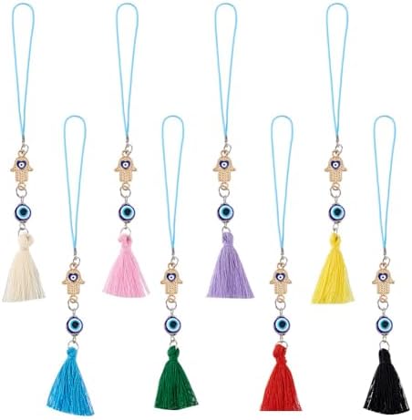 8 Pcs 8 Colors Evil Eye Car Mirror Hangings