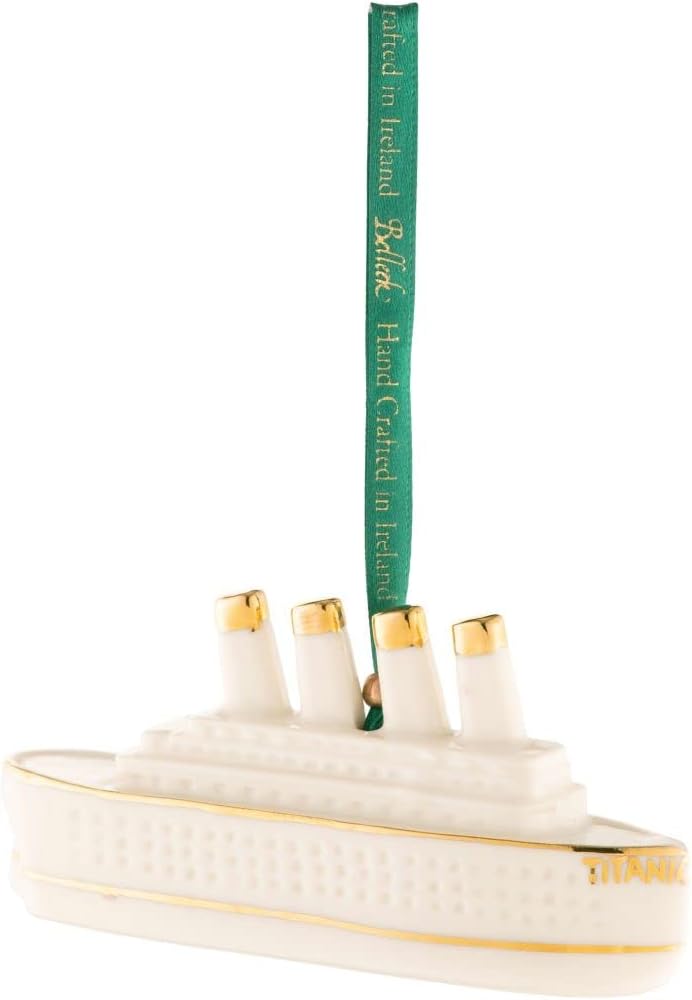 Belleek Titanic Ornament - 4 Inch White Porcelain Hanging Decor
