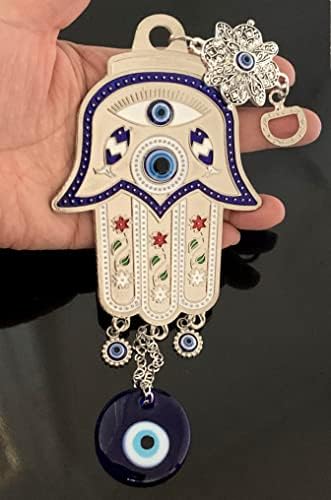 Turkish Blue Evil Eye Hamsa Hand Wall Hanging Decor - Retro Design