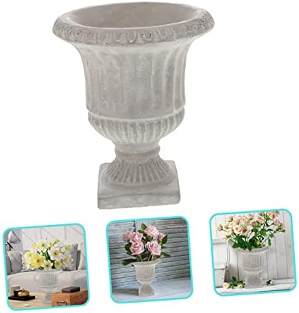 STOBAZA Cement Vase with Vertical Stripes Design