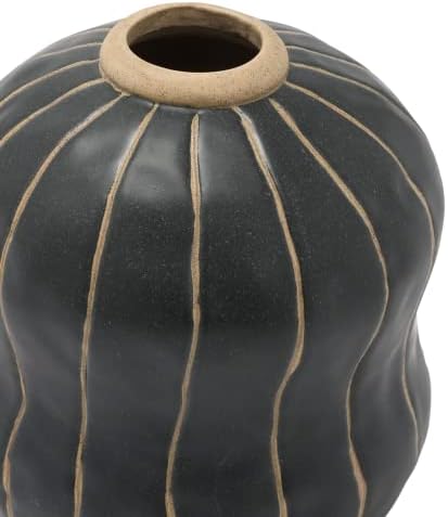 Creative Co Op Stoneware Vase Black Cream 5x5x6