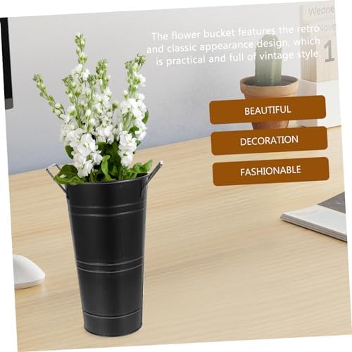 Vintage Rustic Galvanized Iron Flower Bucket with Handles