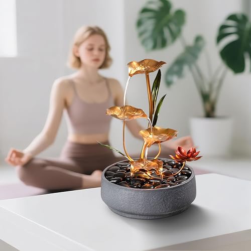 Haobos 4-Tier Lotus Desk Fountain - Indoor Zen Decor