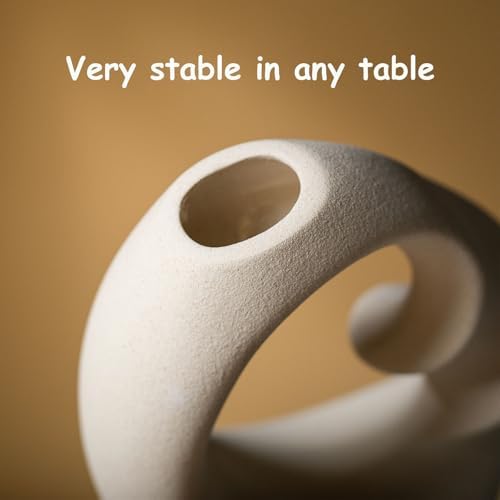 Modern White Ceramic Vase Set of 2 for Home Decor