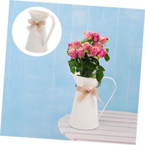 Vintage Iron Flower Bucket Vase Rustic Farmhouse Decorative Planter