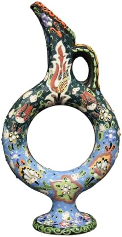 EliPOT Ceramic Vase Hittite Design Light Blue Dark Green