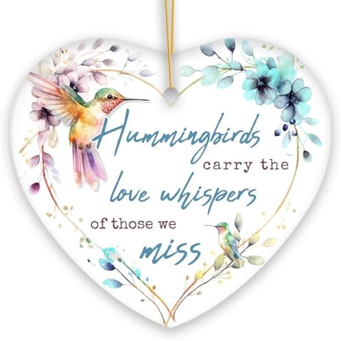 Artistic Hummingbirds Love Whispers Quote Ornament Christmas Memorial Gift