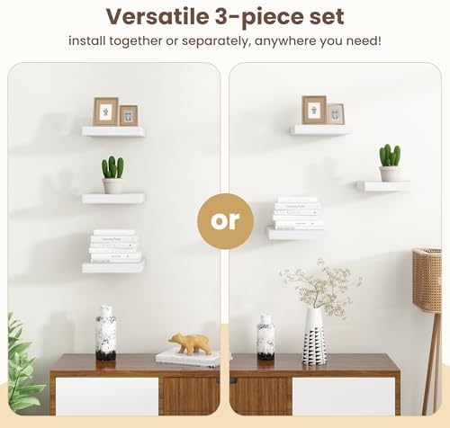 Fun Memories Floating Shelves Set of 3 White 12 Inch Square
