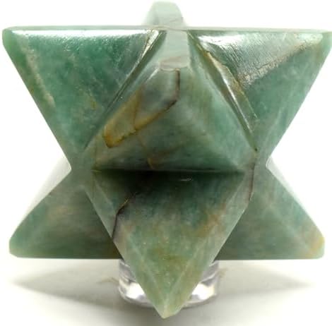 24 Inch 90g Green Amazonite 8 Point Merkaba Star with Clear Quartz Cabochon