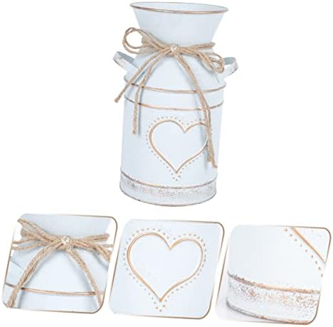 Vintage Galvanized Flower Vase Rustic Decorative Pot