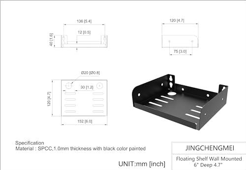 Jingchengmei 2 Pcs Metal Mini Wall Floating Shelf for Small Accessories