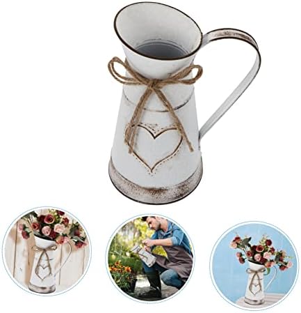 STOBAZA Metal Heart Shaped Vase Rustic Bucket Decor