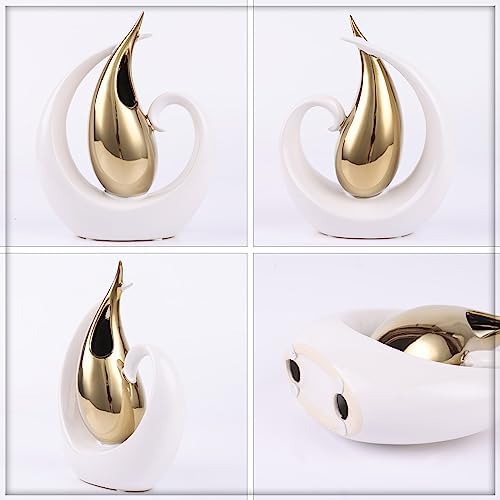 Modern Ceramic Vase Gold and White Decor