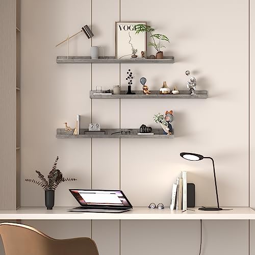 Giftgarden 36 Inch Grey Floating Shelves Set of 3