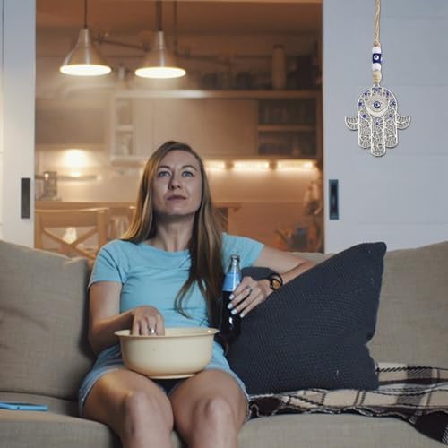 Hamsa Hand Evil Eye Glass Ornament for Car and Home Decor