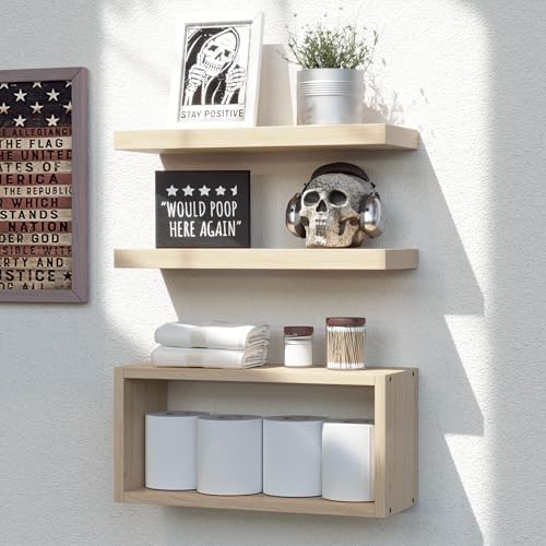 RICHER HOUSE Floating Shelves Set of 3 Light Brown