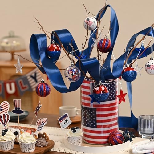 DecorbyHannah 4th of July Tree Decorations Red White Blue