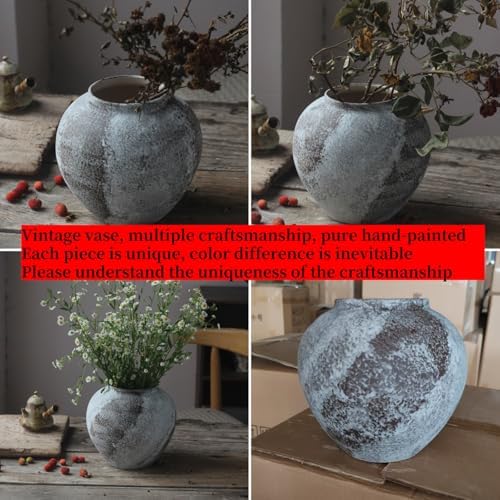 Rustic Distressed Large Ceramic Vase for Home Decor