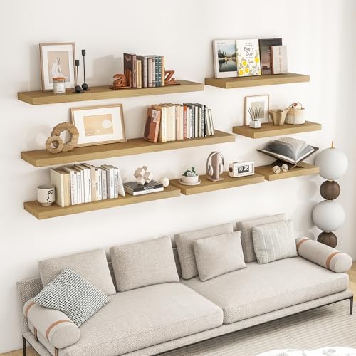 RICHFOCUS 315 Inch Floating Shelves 2 Pack Oak Rustic Wall Mount