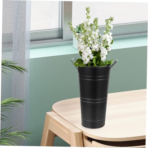 Vintage Rustic Galvanized Iron Flower Bucket with Handles