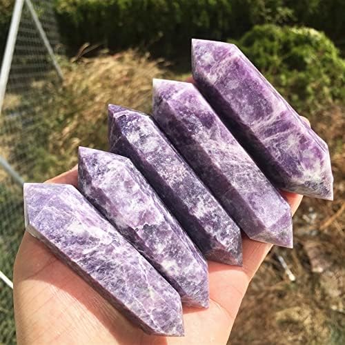 FLOAPA Natural Lepedolite Double Point Crystal Tower Stones for Home Dcor