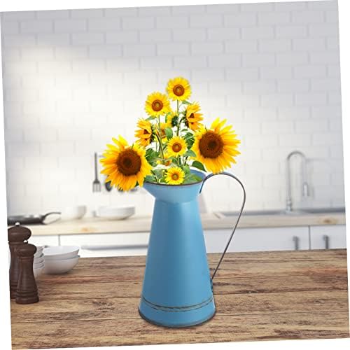 STOBAZA Multifunctional Blue Iron Flower Bucket Decor Vase