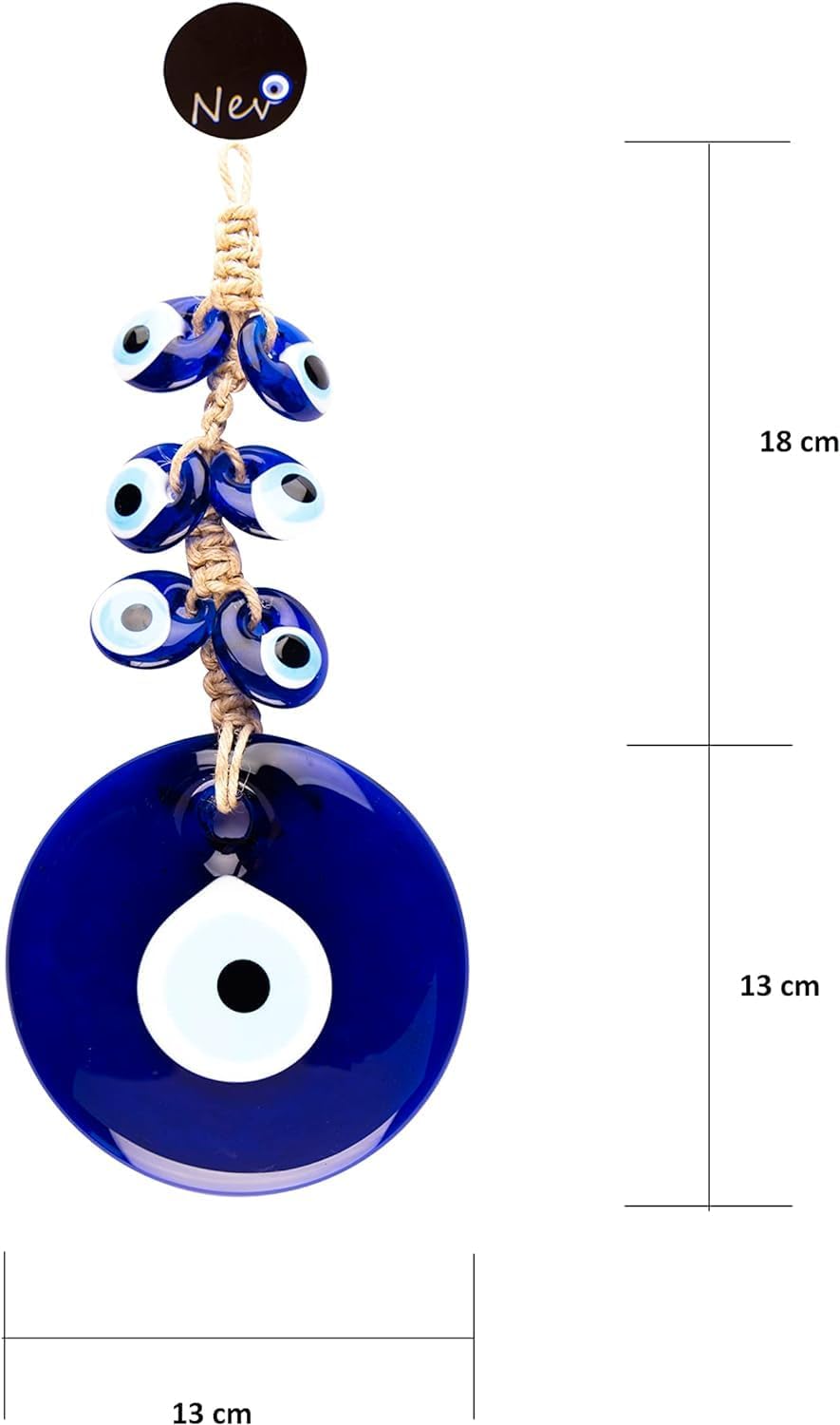 Nevfactory Blue Evil Eye Wall Hanging with Beads