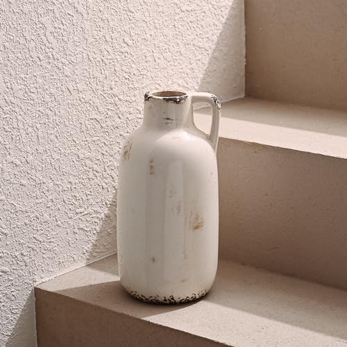 Victor Teresa White Ceramic Vase for Flowers and Decor