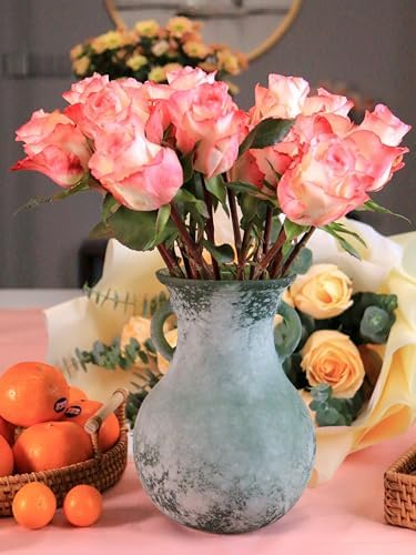 79in Green Glass Vintage Vase with Double Ears