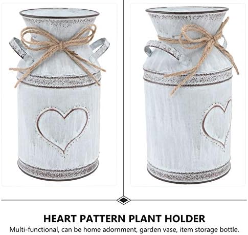 Vintage Tin Vase for Flowers - Rustic Heart Shaped Decor