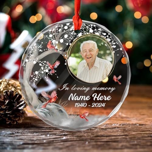 Personalized Crystal Ornament with Photo for Lost Loved One