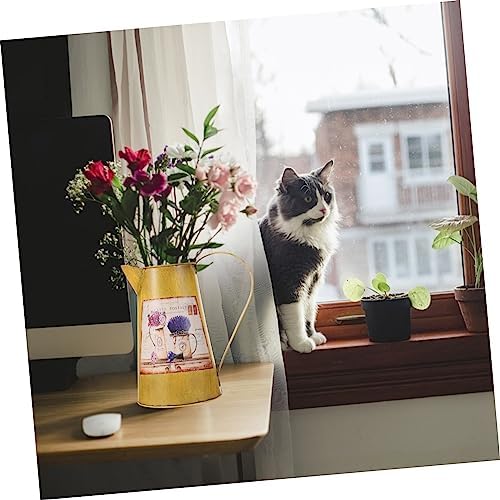 Vintage Wrought Iron Flower Arrangement Bucket Decorative Vase for Home Garden and Wedding Centerpieces