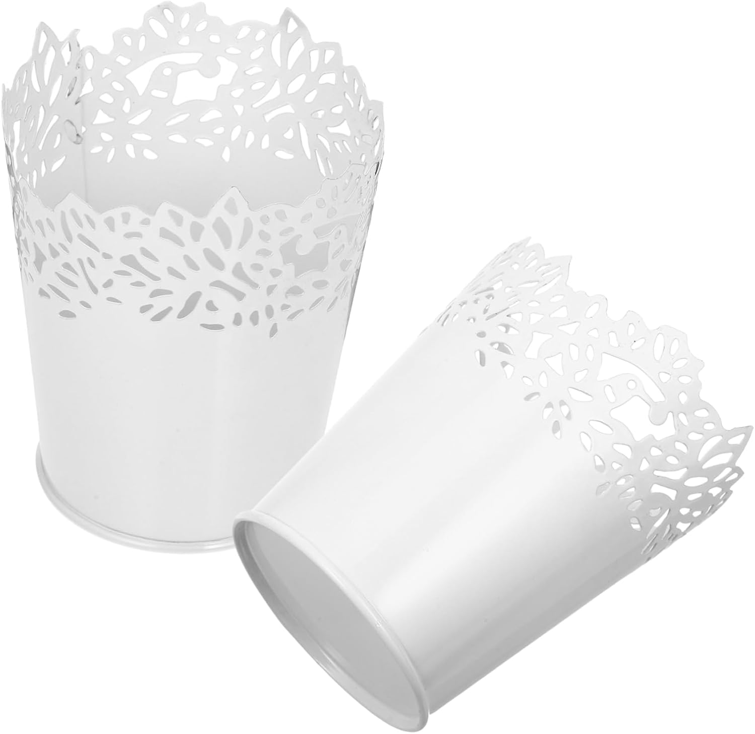 ABOOFAN White Hollow Iron Storage Buckets Set