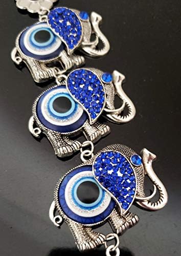 Turkish Blue Evil Eye Lucky Elephant Wall Hanging Decor Amulet