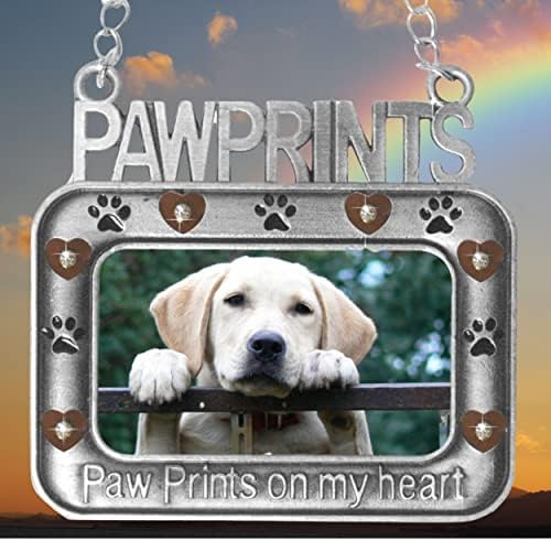 Pet Memorial Ornament with Paw Prints and Photo Frame