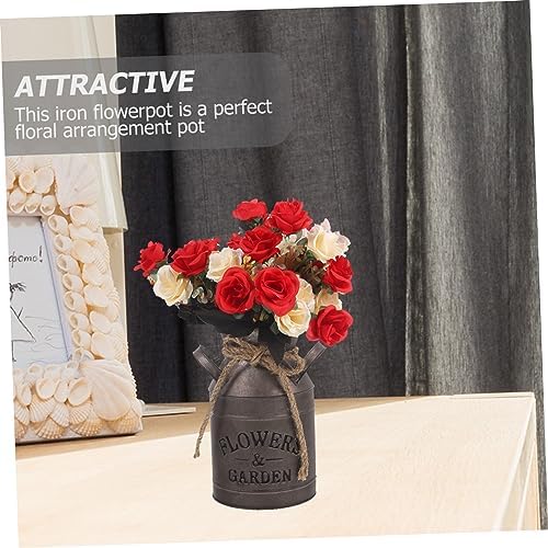 STOBAZA Vintage Flower Vase Rustic Bucket Planter Decorative Jug for Home Office