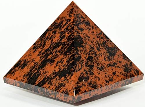 Mahogany Obsidian Pyramid Decor Stone with Clear Quartz Cabochon
