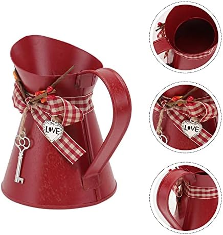 Vaguelly Rustic Red Galvanized Flower Bucket Vase