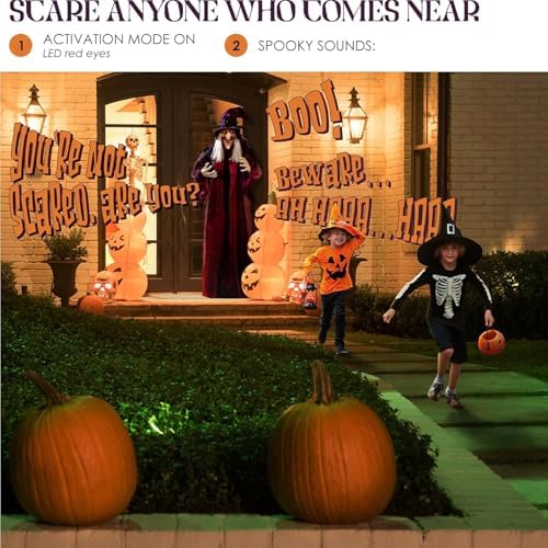 Giant 70 Inch Hanging Witch Halloween Decor with Lights and Sound