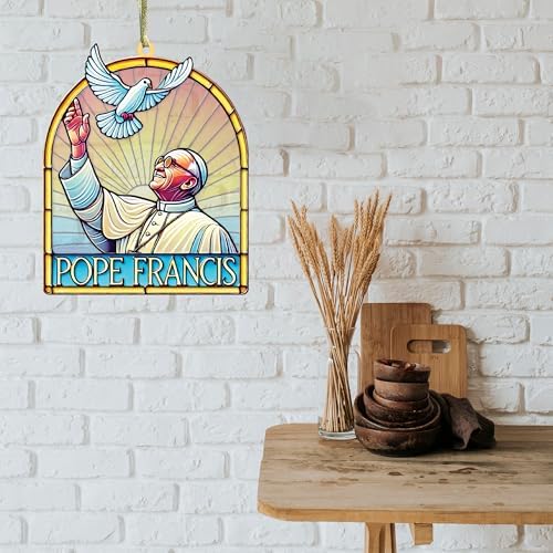 Pope Francis Memorial Suncatcher 5-Inch Acrylic Decoration