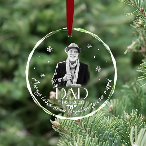Custom Photo Memorial Christmas Ornament - Mom Loss Dad Memorial Personal Memory Keepsake