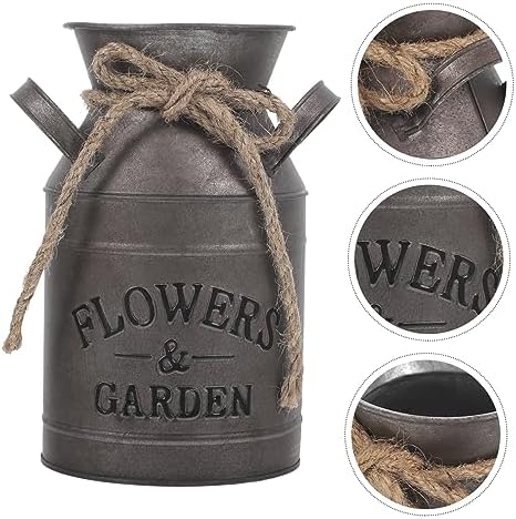 Vintage Galvanized Milk Can Decor Rustic Flower Pot