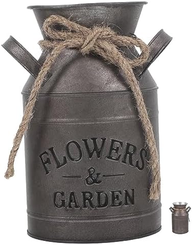 STOBAZA Vintage Flower Vase Rustic Bucket Planter Decorative Jug for Home Office